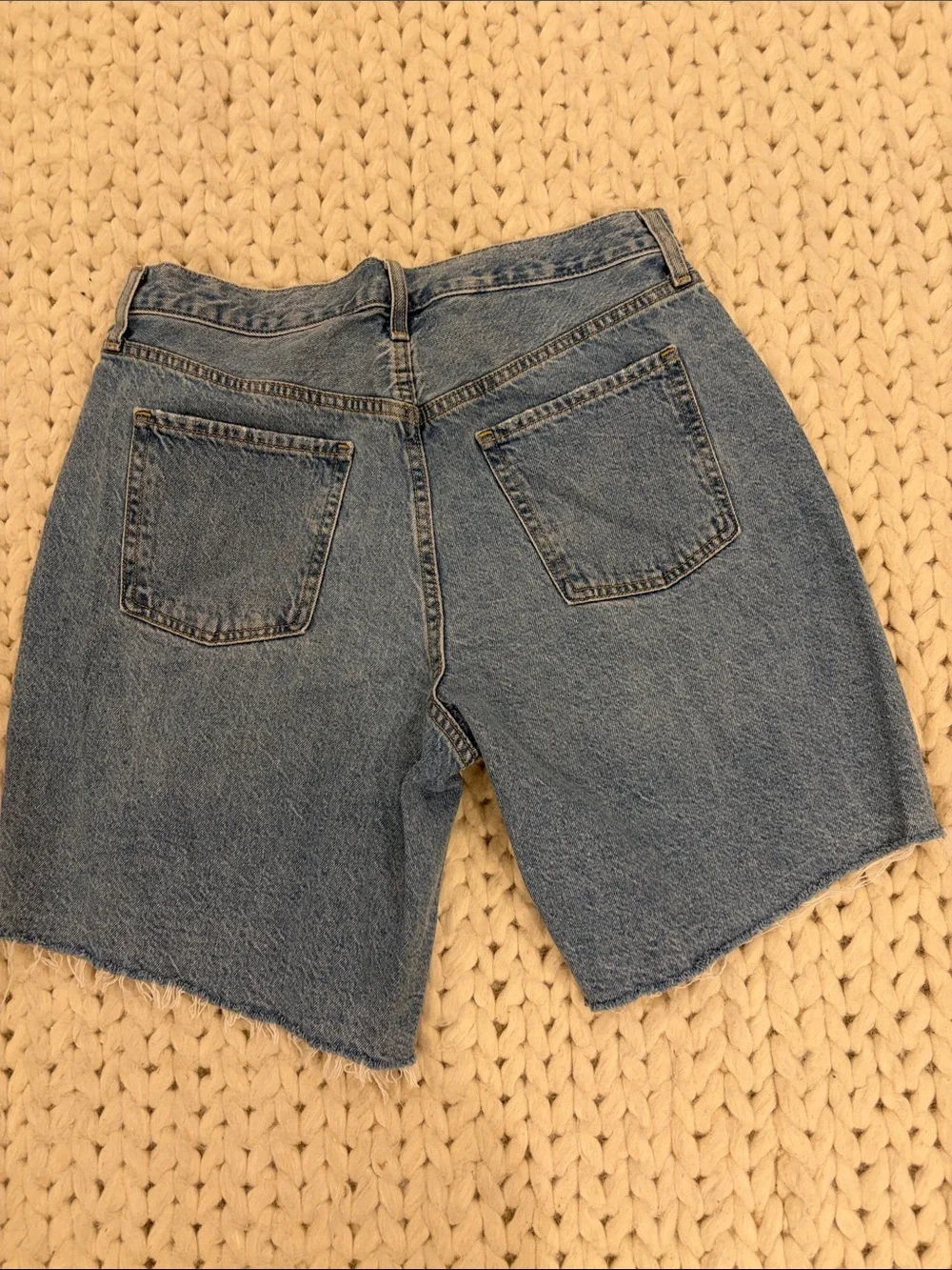 Old Navy Mid Ride Baggy Denim Cutoff Shorts with Frayed Hem 9” Inseam